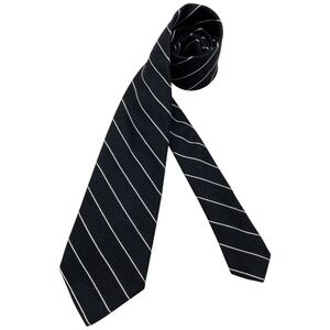 BREUER Black/White Striped Silk LUXURY Tie HANDMADE ITALY